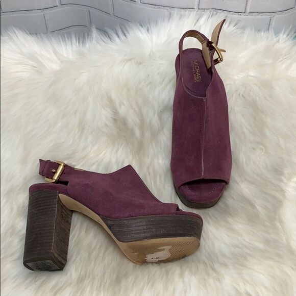 Michael Kors Suede Platform Slingback Heels Sz 5.5 - Picture 1 of 7